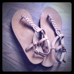 Rainbow T strap sandals